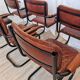Set of 6 Vintage Cognac Leather Dining Chairs: Quilted Industrial Armchair