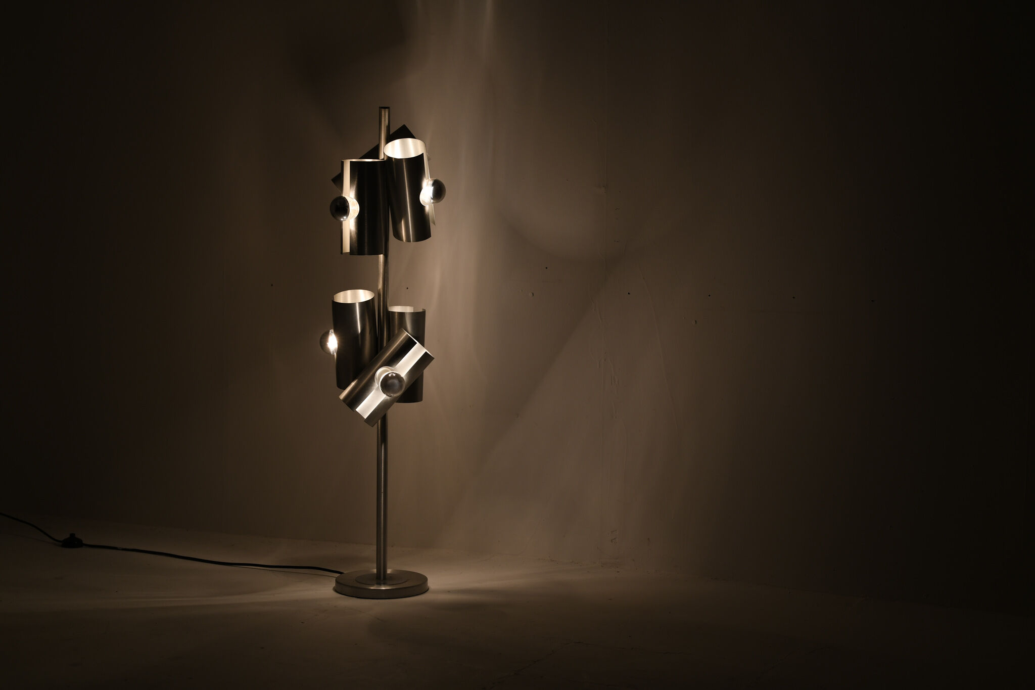 1970s Modernist Brushed Aluminium Floor Lamp