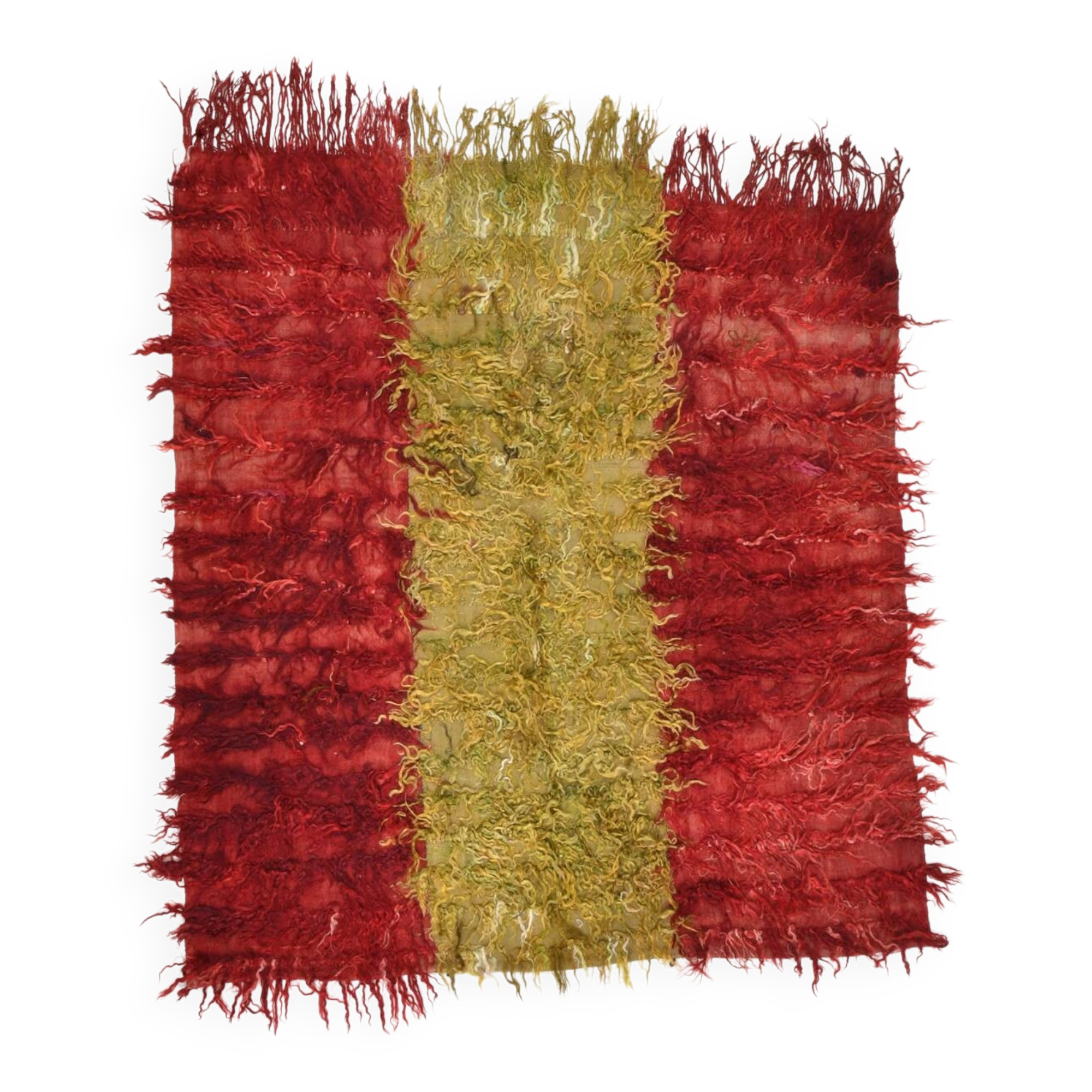 5x5 Square Green Red Vintage Kilim Rug, 145x157Cm