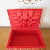 Vintage wicker and scoubidou sewing box