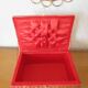 Vintage wicker and scoubidou sewing box