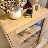 Raw wood display cabinet