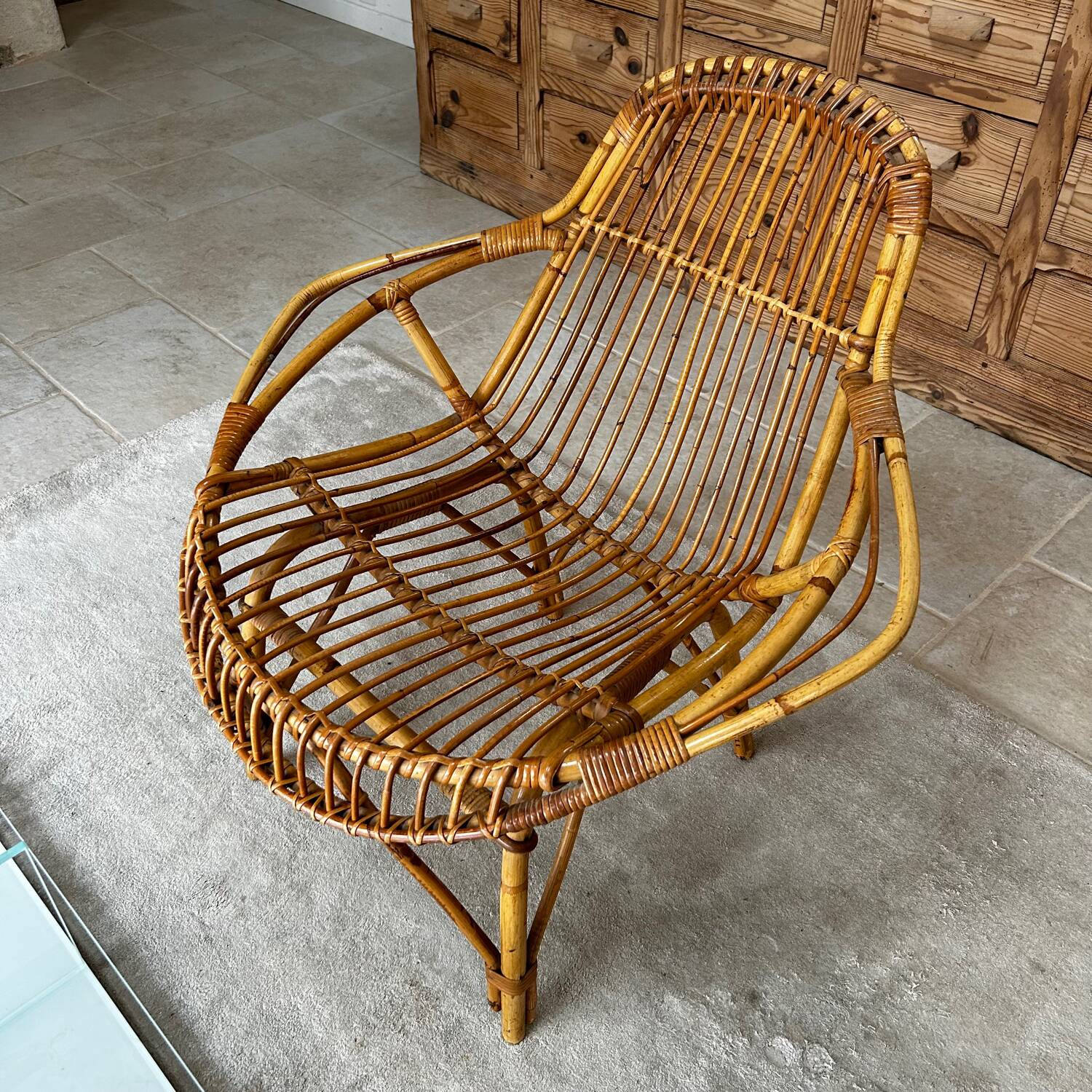 Rattan armchair from the 50s/60s