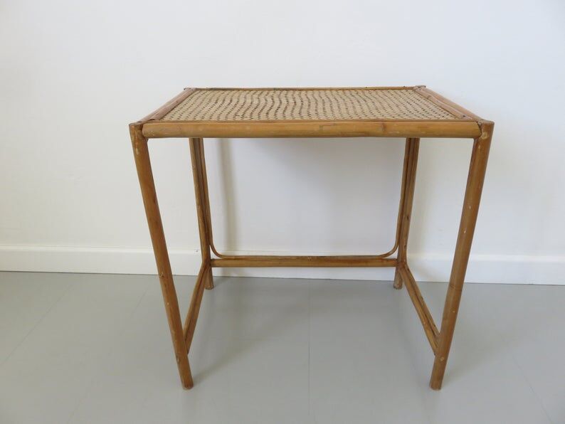 Side table, rattan couch end 60s 70s