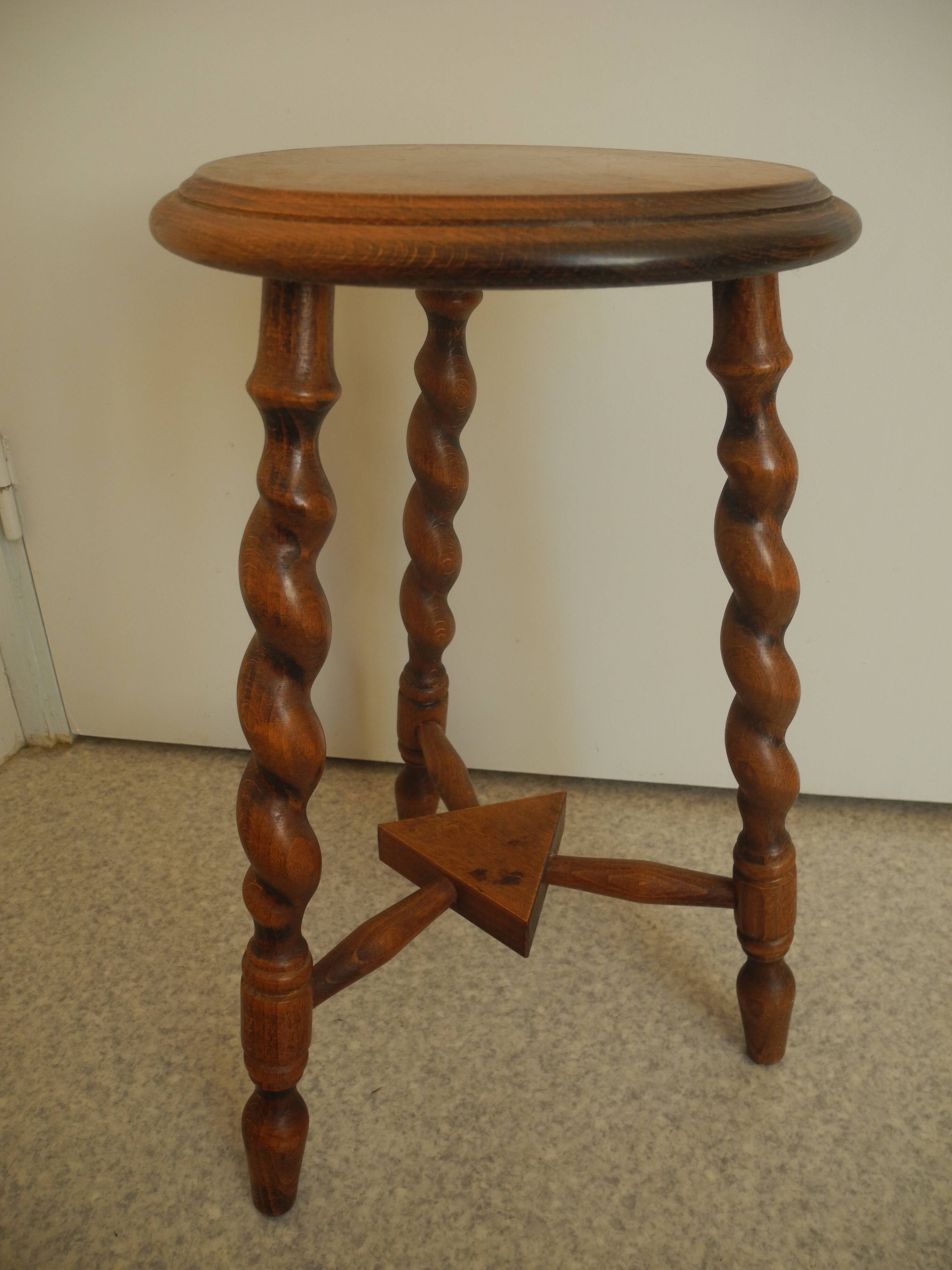 vintage wooden turned stool brutalist decor