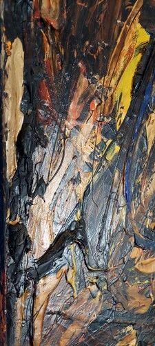 Abstract Materic Oil on Canvas Signed DE ROSA 1997 80x80cm