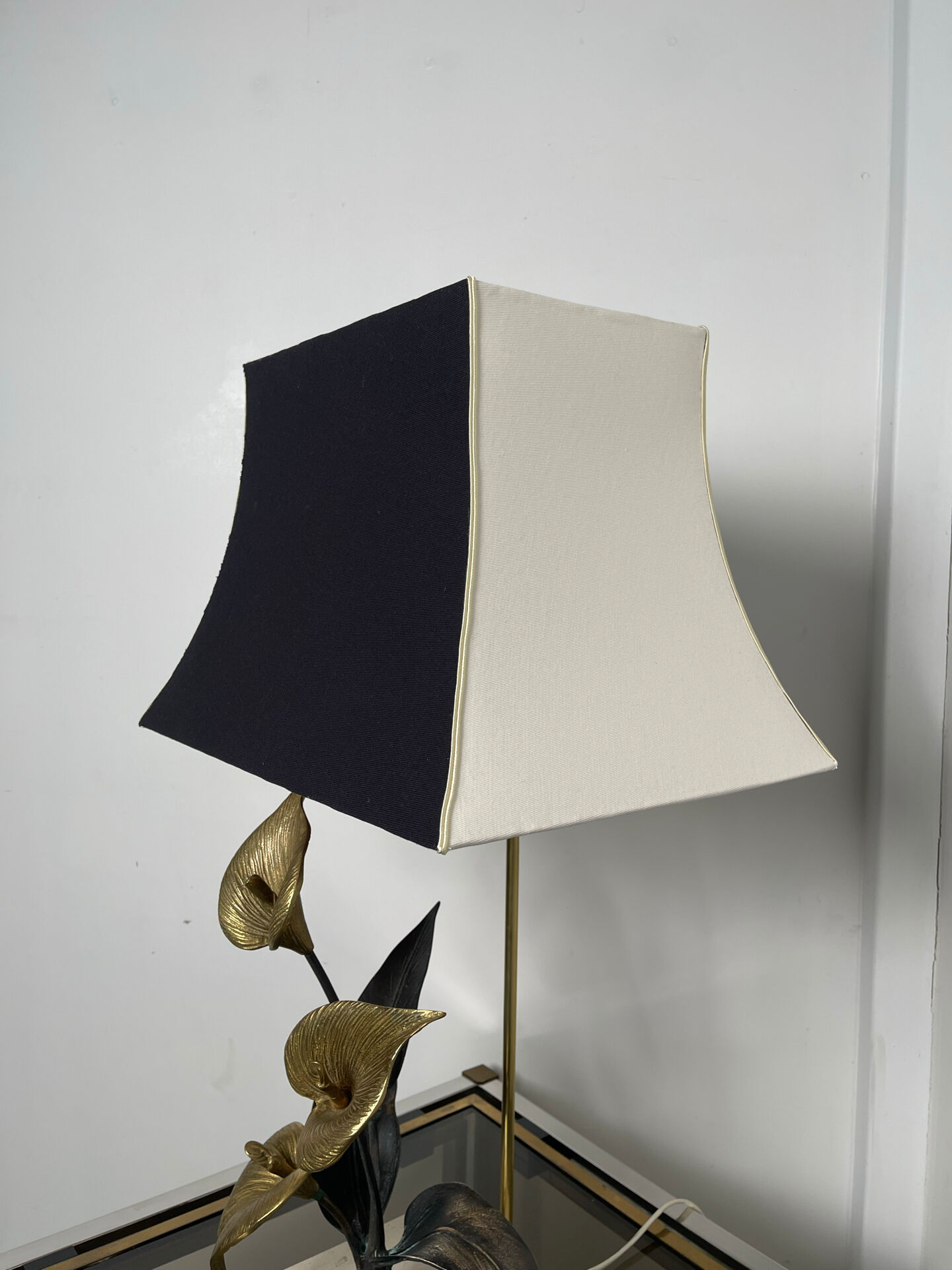 Lampe florale bronze 1970