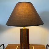 Vintage lamp in leather and gold metal