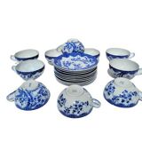 Japanese tea set in fine blue and white porcelain