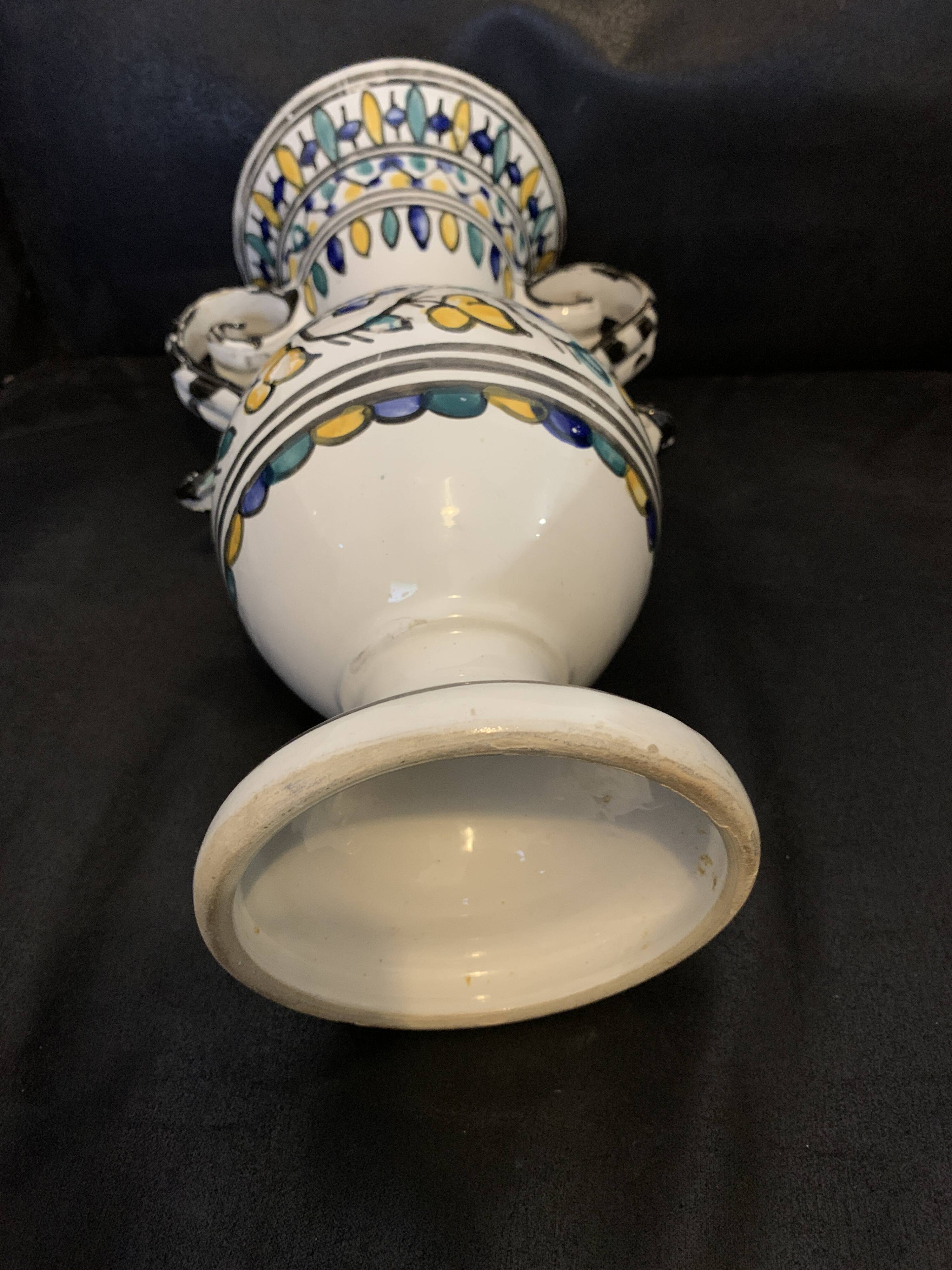 Vase Morocco amphora 28.5cm ceramic hand painted Moroccan art vintage old