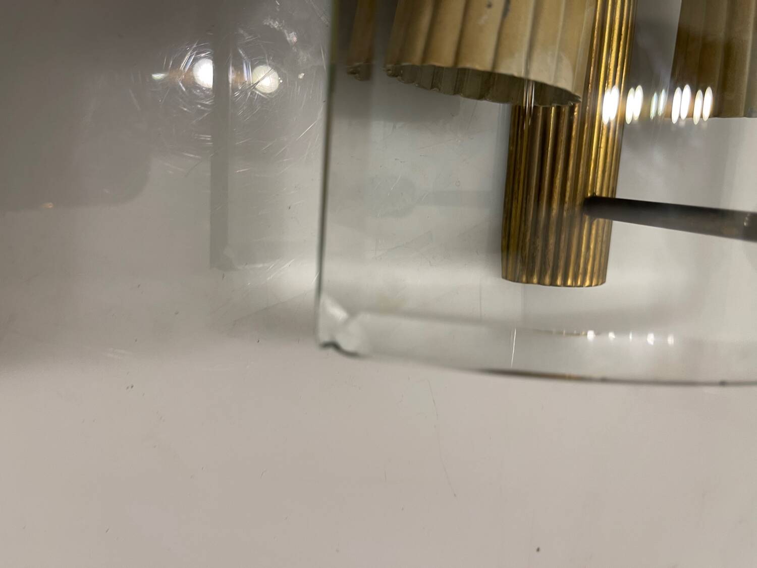 Brass Glass Sconces in a Fontana Arte  style