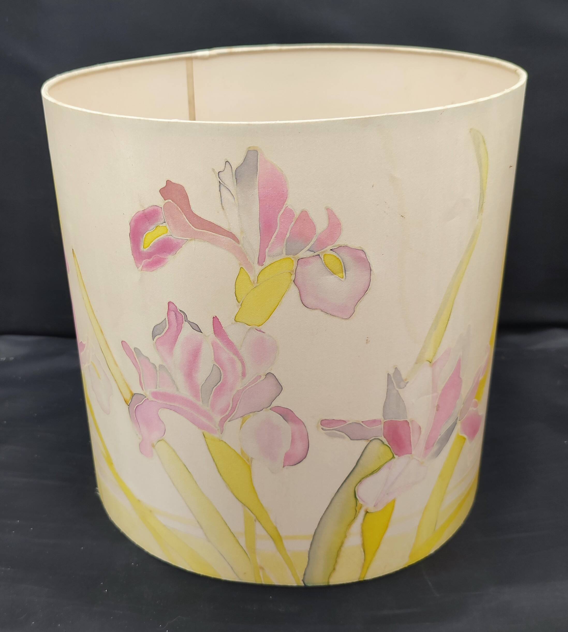 Hand-painted silk art lampshade Decor Iris Signed piece