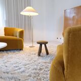 Sculptural stool in stained pine, attributed to Ingvar Hildingsson, Sweden 1970.