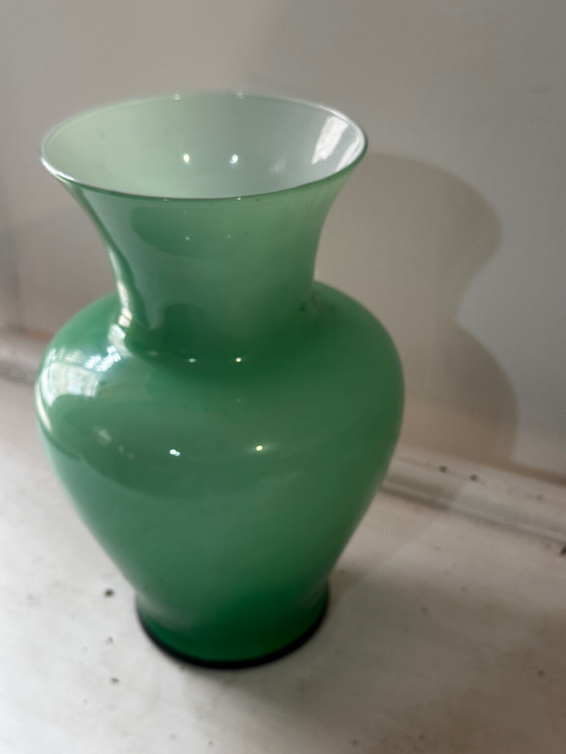 Vintage green opaline vase