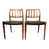 Set of 2 vintage Danish rosewood chairs 1974, Model 83, by Niels Moller