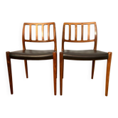 Set of 2 vintage Danish rosewood chairs 1974, Model 83, by Niels Moller