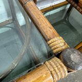 Paire de chevets  bambou et verre fumé