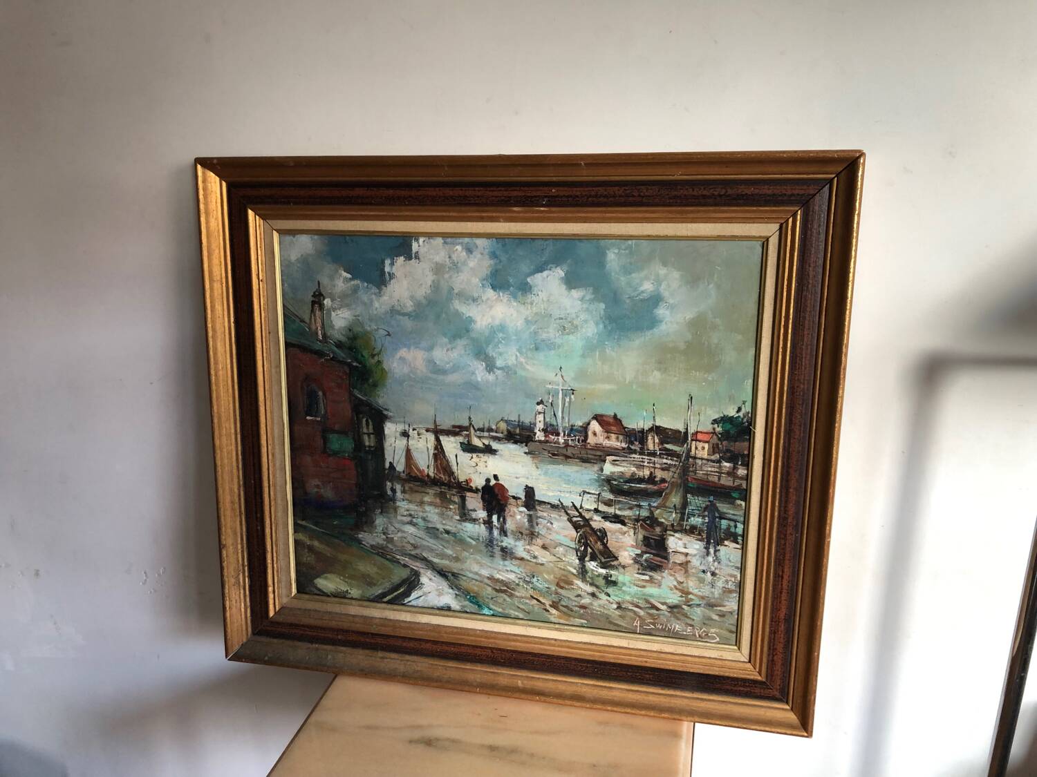 Oil painting port of Honfleur