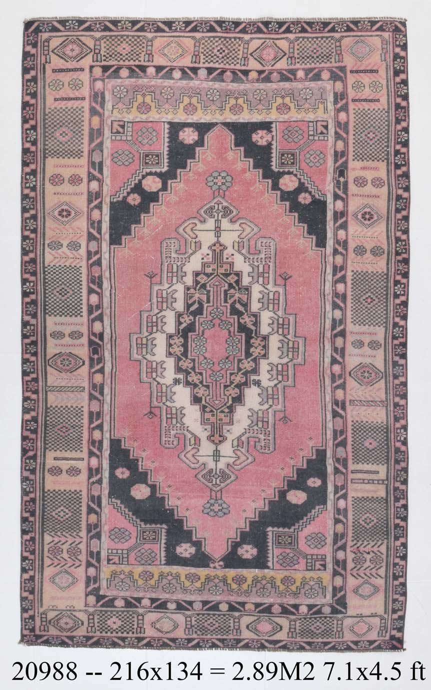 4x7 Pink & Navy Blue Classic Vintage Rug, 134x216Cm