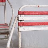 Anciennes chaises empilables d’extérieur (vers 1920). Ensemble de 2 pièces