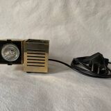 Old spot lamp, square, golden, to table, Aric cubes 70s