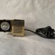 Old spot lamp, square, golden, to table, Aric cubes 70s