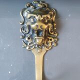 Porte Manteau mural/Patère Tête de Lion Art Déco. En bronze doré/19cm