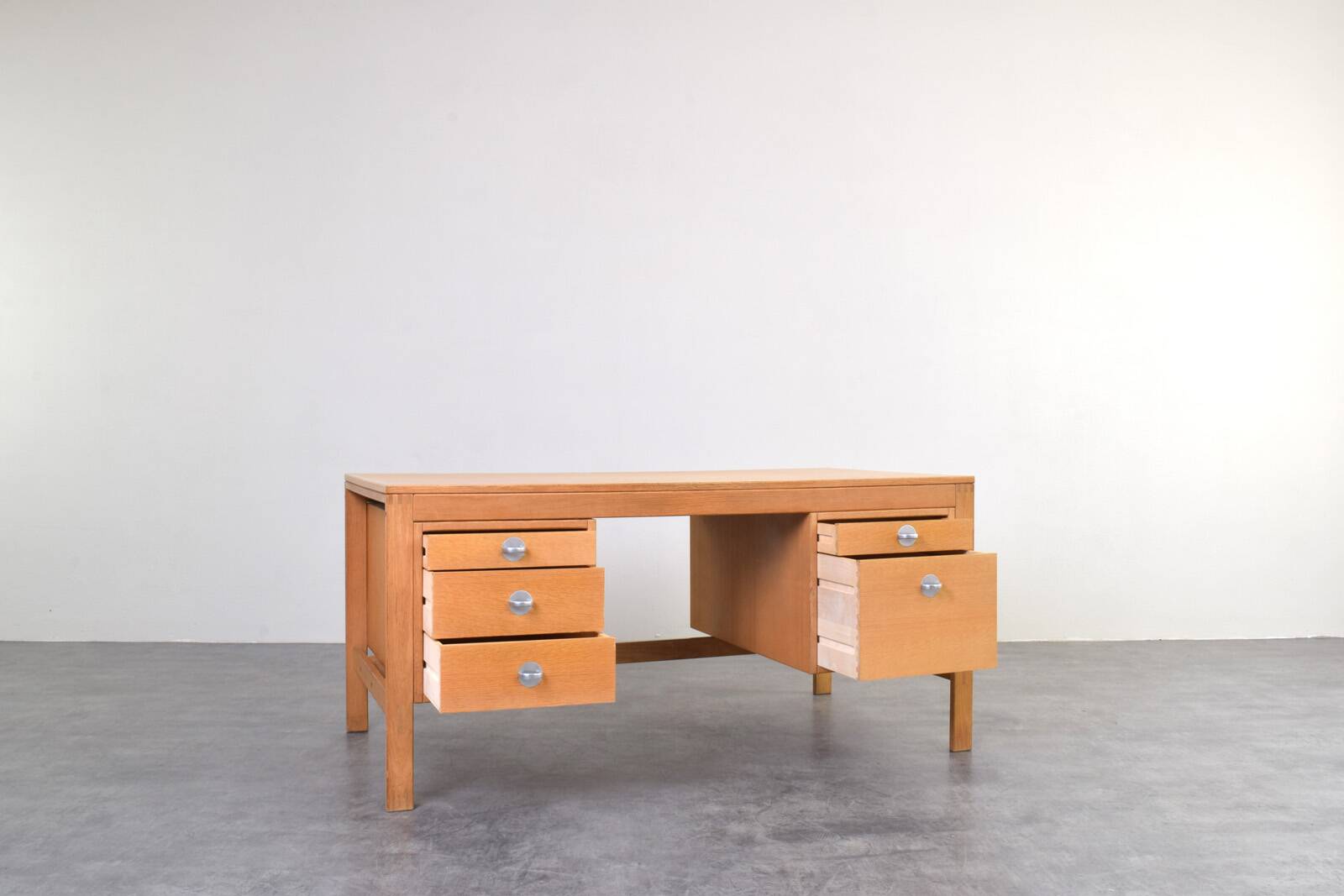 Mid-Century Oak Desk by Chr. Rasmussen for Randers Møbelfabrik, 1970s.