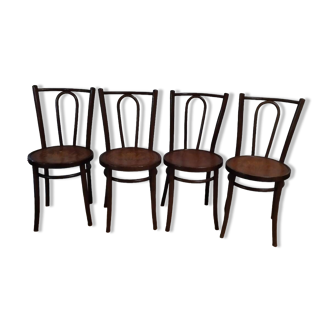 Curved wood bistro chair with Art Deco screen-printed seat