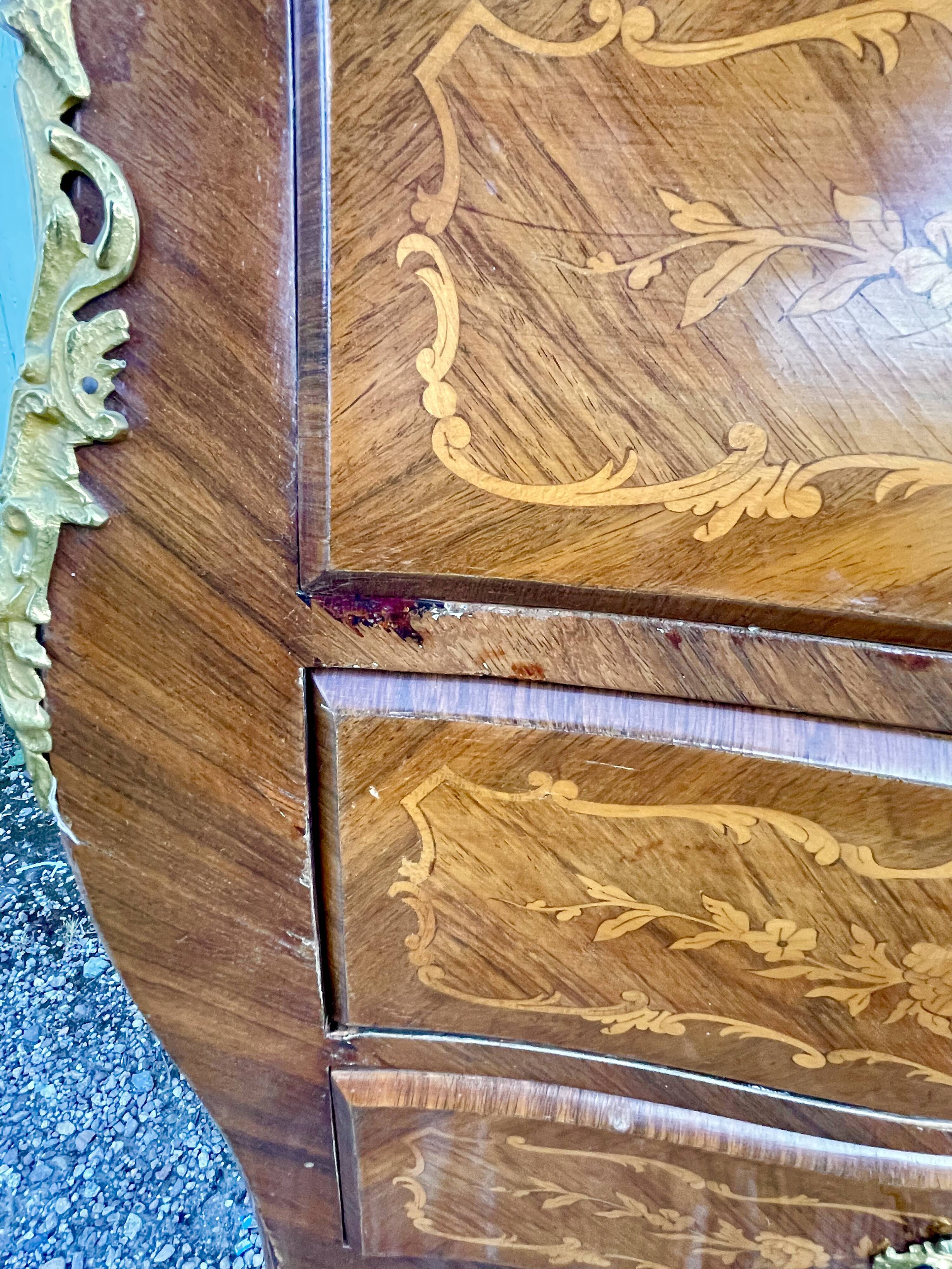 Secretary louis XV curved, varnish Martin, marquetry