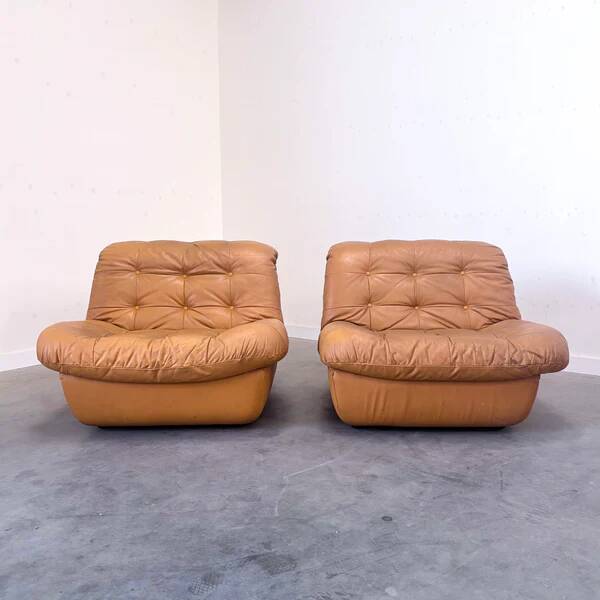 Ensemble de fauteuils en cuir vintage, années 1970