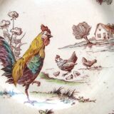 Very rare polychrome plate Iron Earth signed GIEN, model COQS