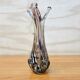 Vintage Murano glass vase, amber/white speckled finger vase