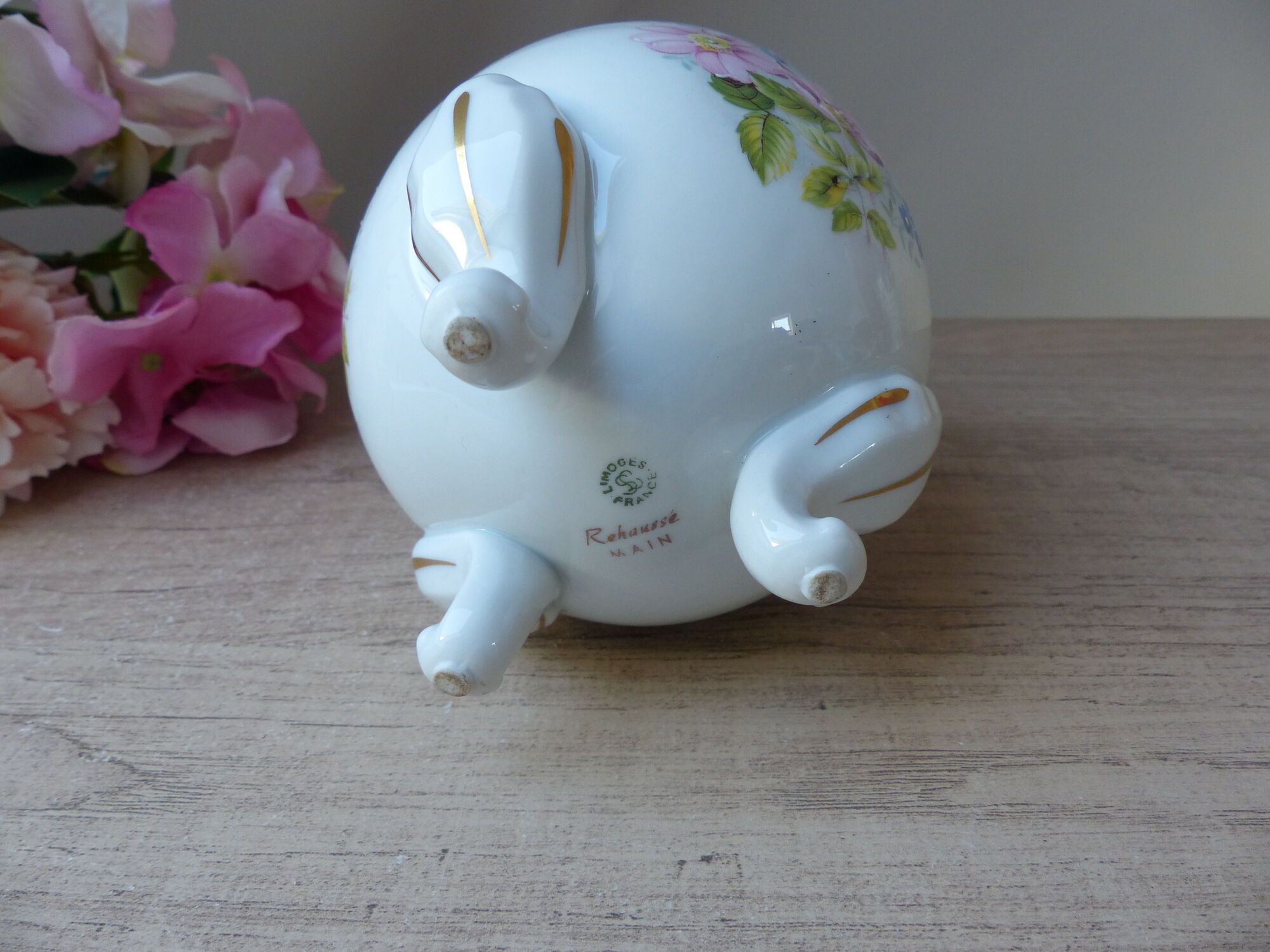 Old Tripod Egg Vase Genuine Limoges Porcelain, Large Limoges Egg