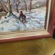 B Franco: Oil on panel depicting a snowy landscape featuring a character.