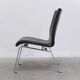Unique black leather & steel modernist lounge chair, 1960s