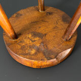 Tabouret de ferme rustique français massif de style brutaliste des années 1950