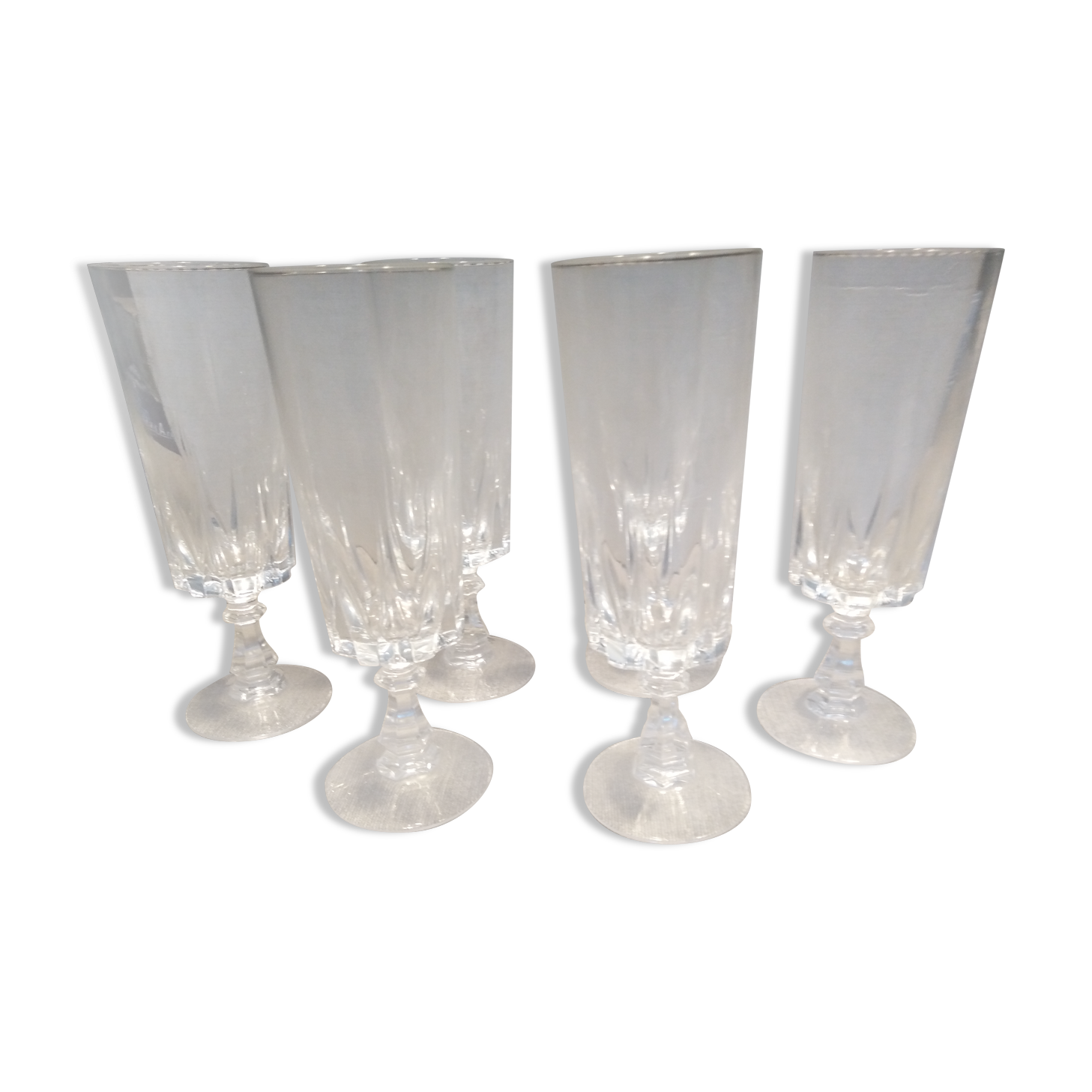 Six crystal champagne flutes