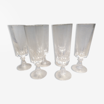 Six crystal champagne flutes