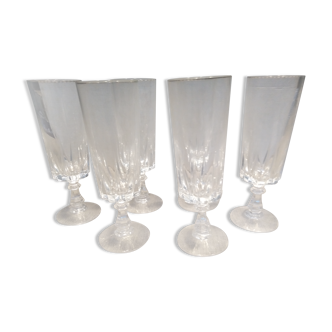 Six crystal champagne flutes