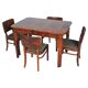 Art Deco Dining Set in Beech, Spruce and Walnut Veneer, Czech, 1920s, Set of 5