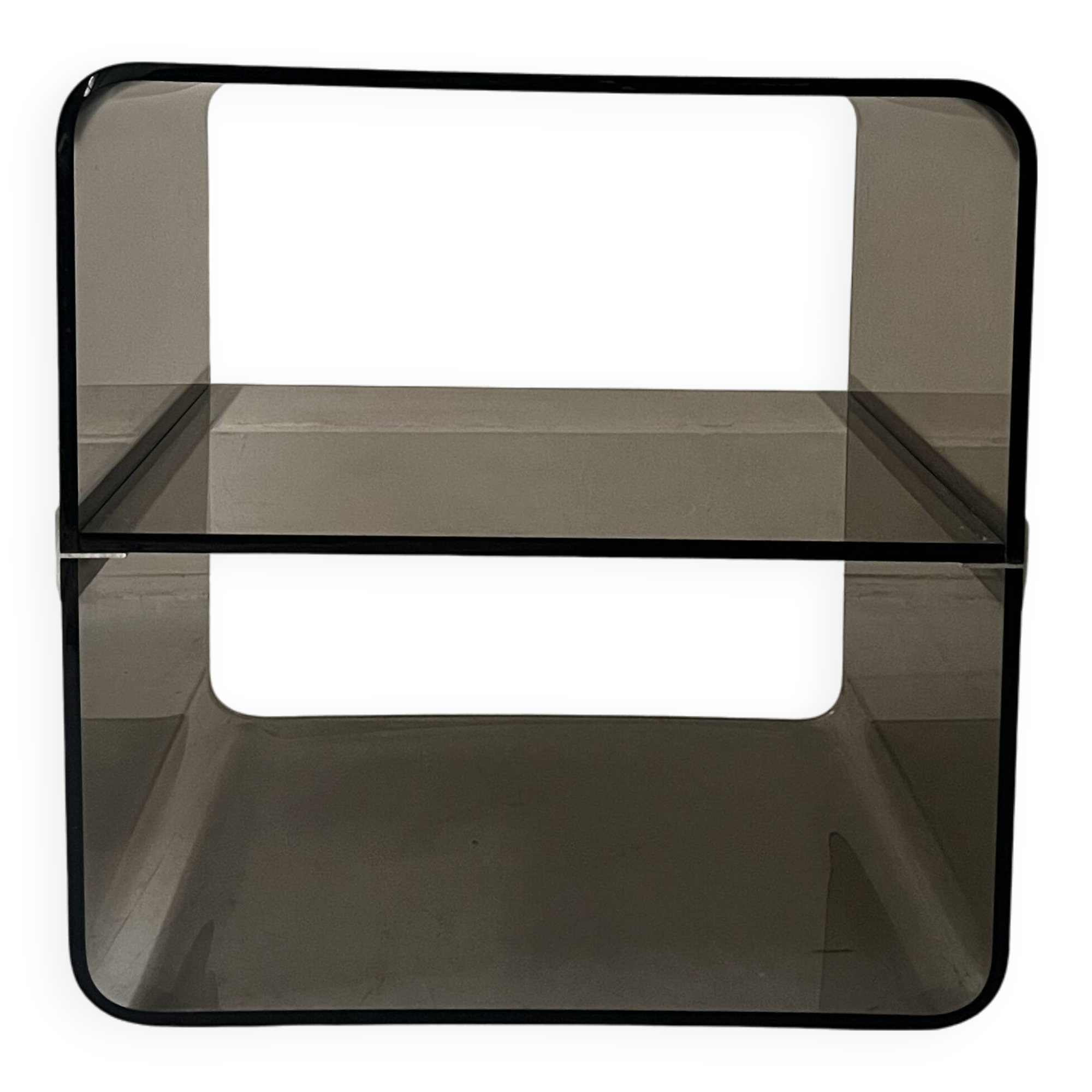 Smoked plexiglass side table by M. Dumas for Roche Bobois, 1970 design