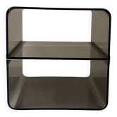 Bout de canapé desserte en plexiglas fumé par m. dumas pour roche bobois, design 1970