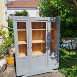 Art Deco 3-door glass bookcase