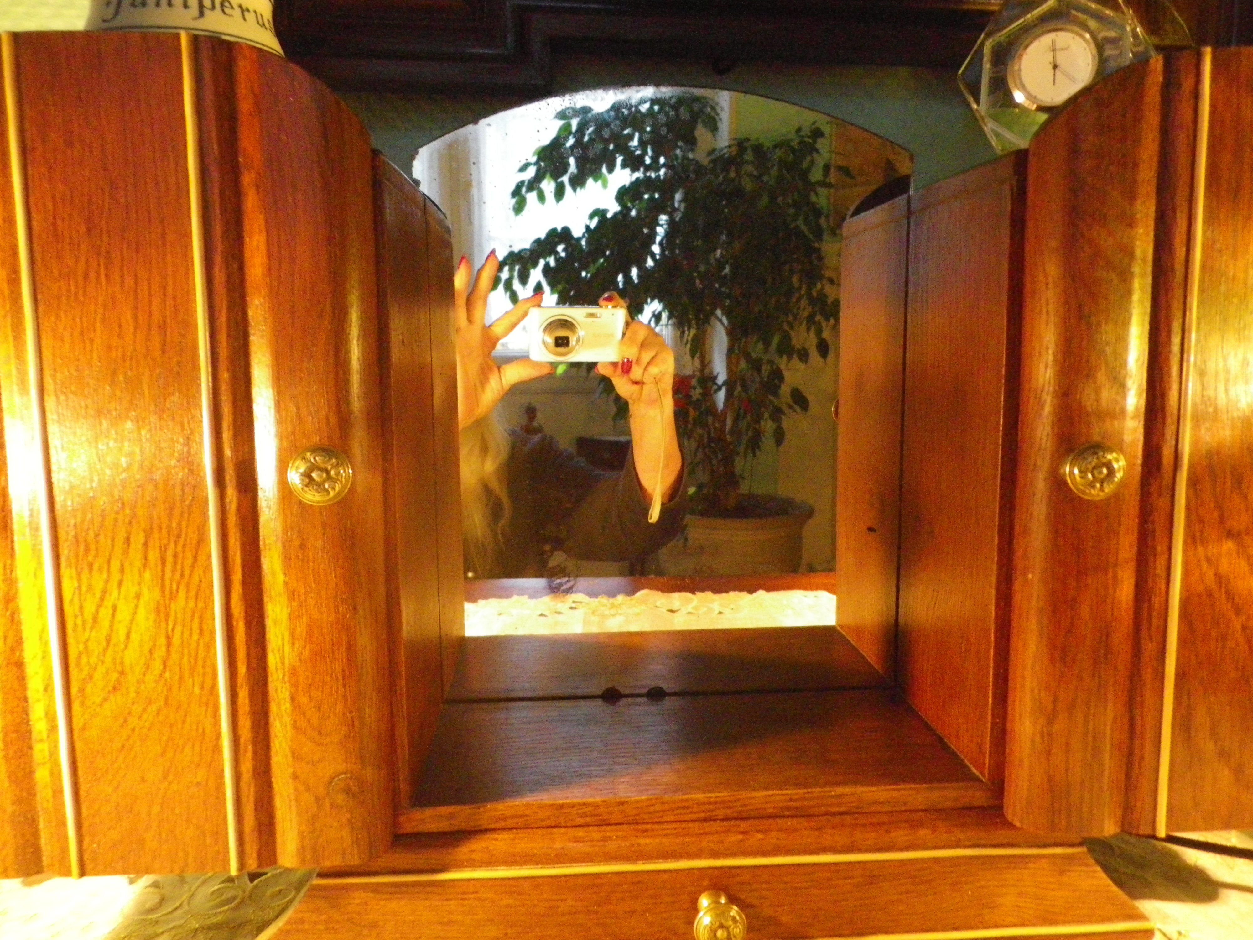Art Deco extra furniture 1920/1940 to install or fix, wooden, central mirror, 2 doors, 1 drawer