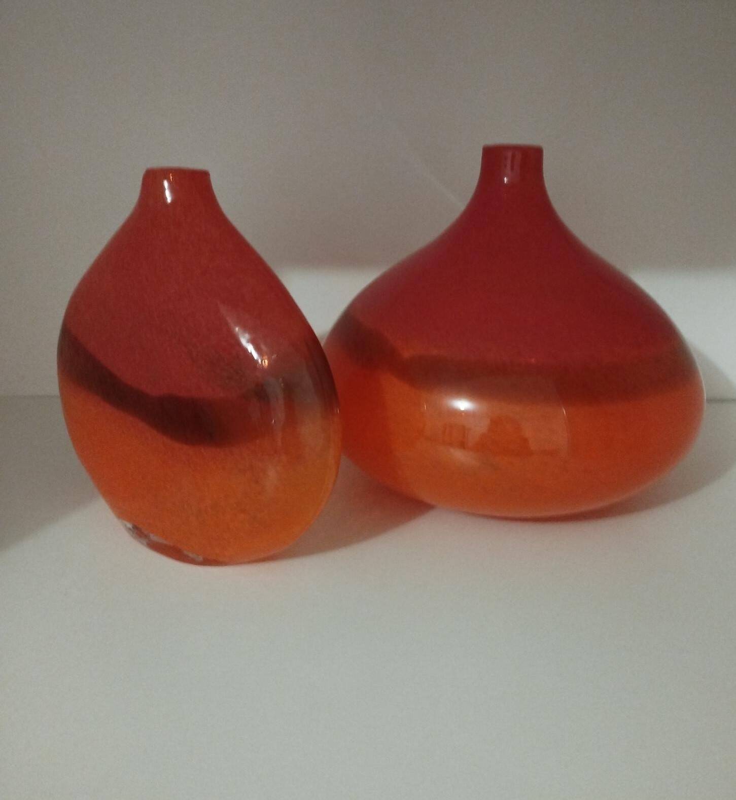 Pair or 2 glass paste vases from the 80s vintage.