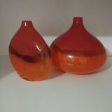 Pair or 2 glass paste vases from the 80s vintage.