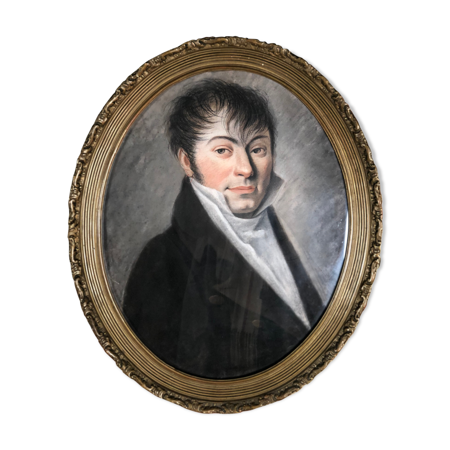 Pastel on paper "Portrait of the Gentleman" framed under glass XIX em