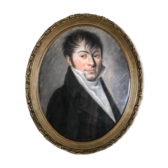 Portrait pastel sur papier "portrait du gentilhomme" encadré sous verre XIX eme