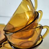4 cups and saucers VERECO amber